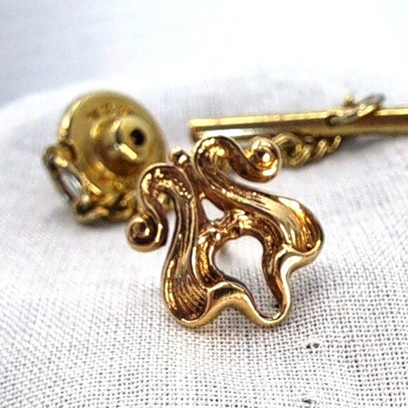 ANTIQUE TIE TACK LAPEL PIN ~ VICTORIAN BEAUTY ~ NOUVEAU ~ FLEUR DE LIS 1880-1900 - Picture 5 of 12